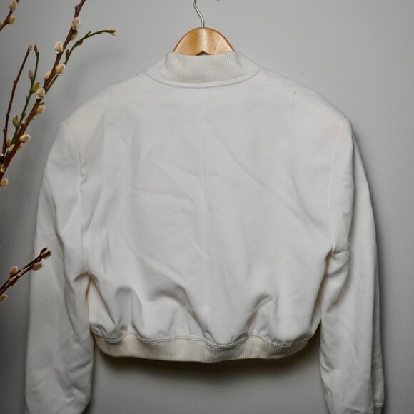 Zara Cropped White/Off-White Bomber Jacket - Picture 3 of 4